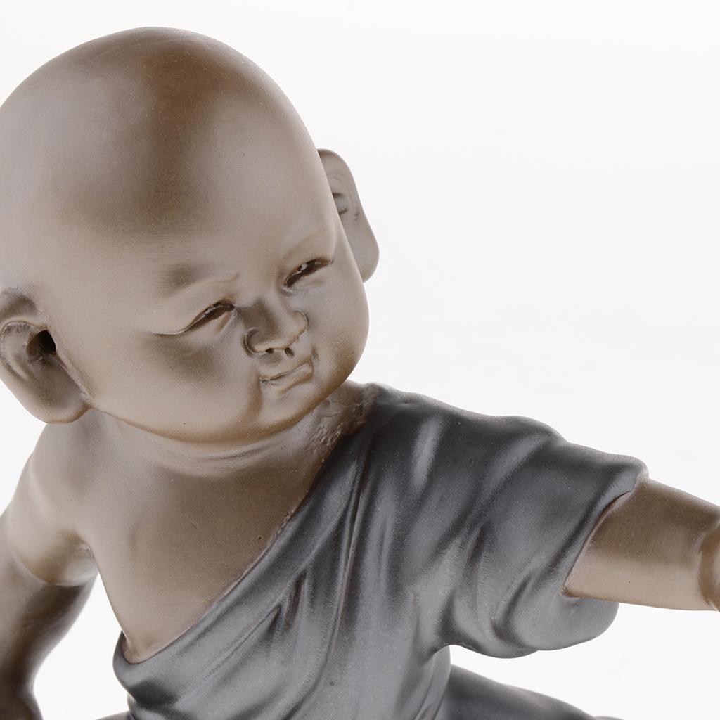 Ceramic Small Buddha Statue kung fu Monk Figurine Tea pet Ornaments