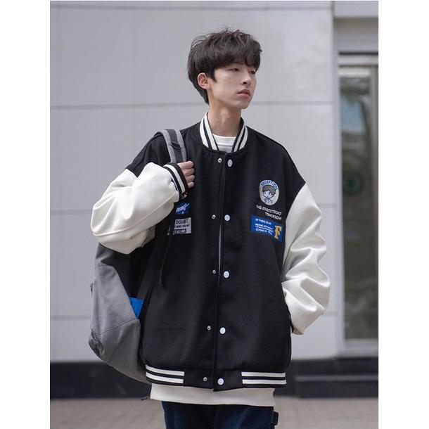 Áo Bomber Fom Nam Nữ Nỉ Phối Tay Họa Tiết Hoạt Hình Cậu Bé 3 Màu Siêu Hot - Dáng Rộng Fom Thụng Hot Trend 2021, Áo khoác cargigan Nỉ, Áo bomber Cardigan cài nút Cotton cao cấp trần bông dày mịn form Unisex nam nữ 45-65kg