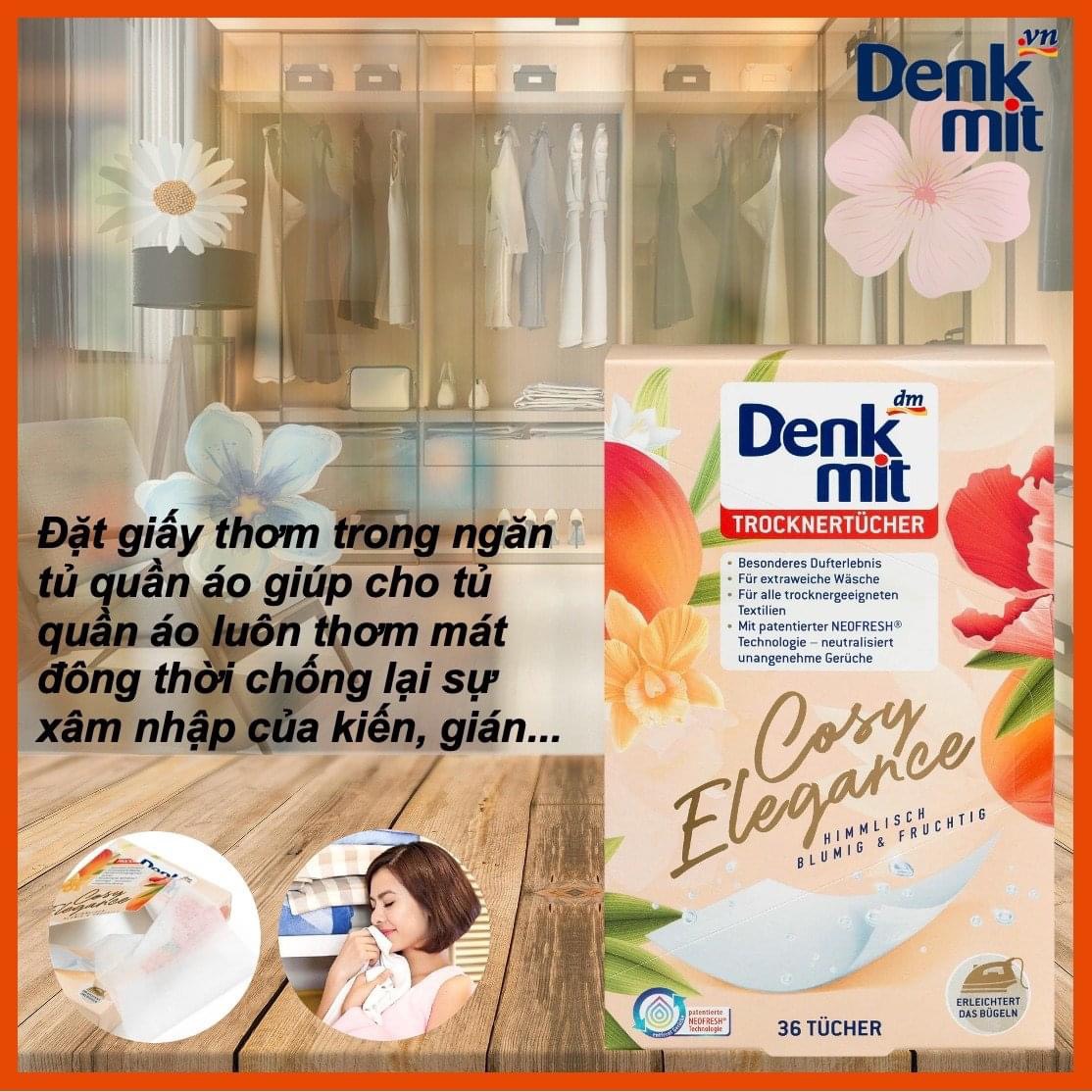 Giấy thơm quần áo Denkmit - dùng cho máy sấy, tủ quần áo, giày