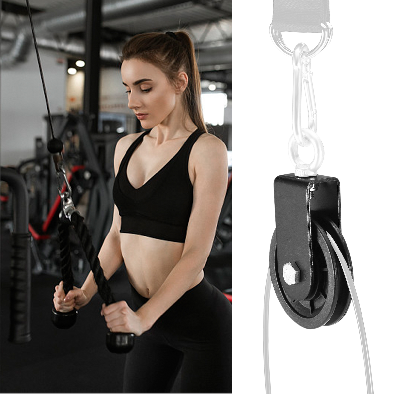 Hệ thống ròng rọc bánh xe kéo 360 độ có thể tháo rời bằng nhựa chịu lực phị hợp cho các dụng cụ tập gym