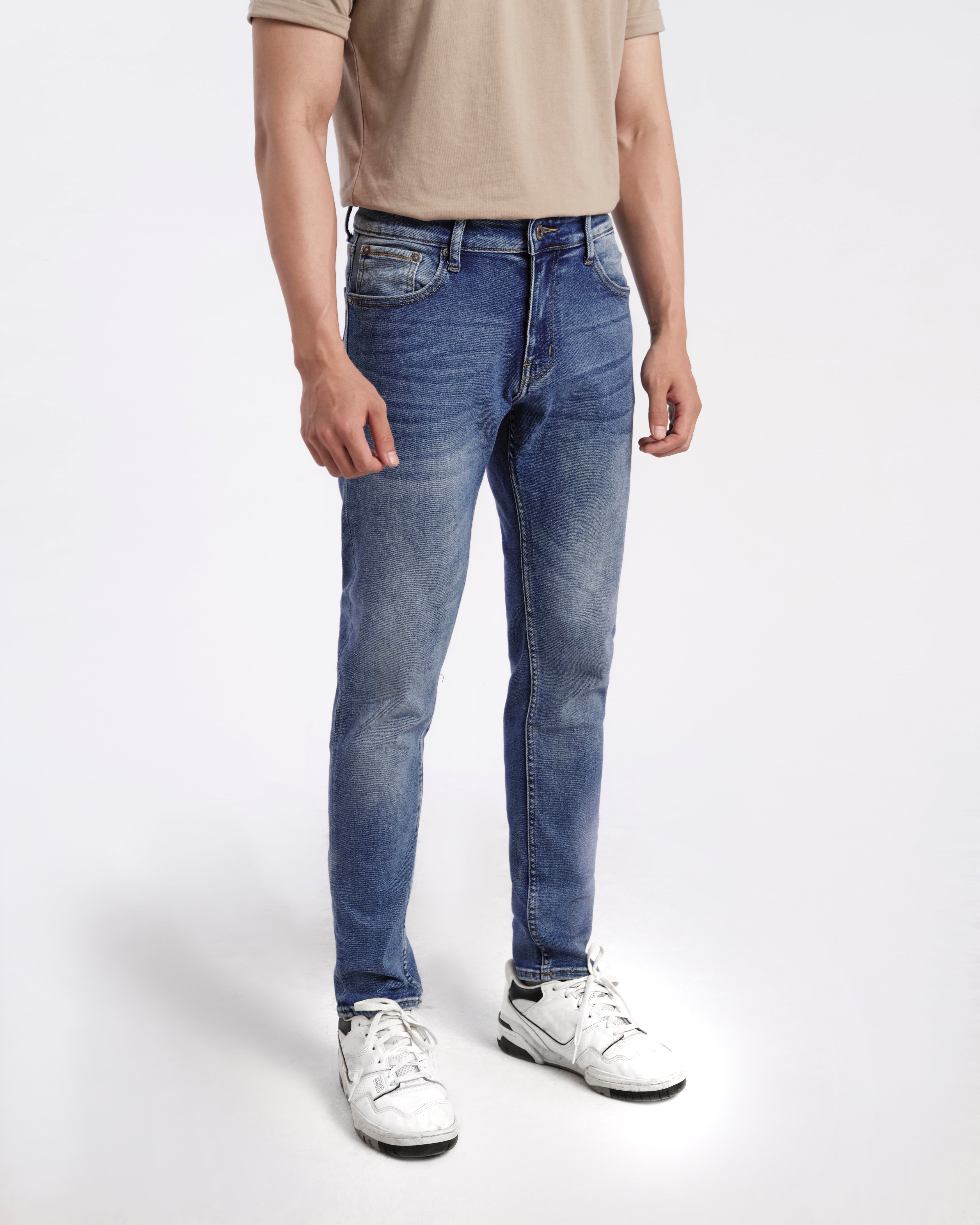 Quần jean nam xanh cao cấp MENFIT 0532 chất denim co giãn nhẹ 2 chiều, chuẩn form, thời trang