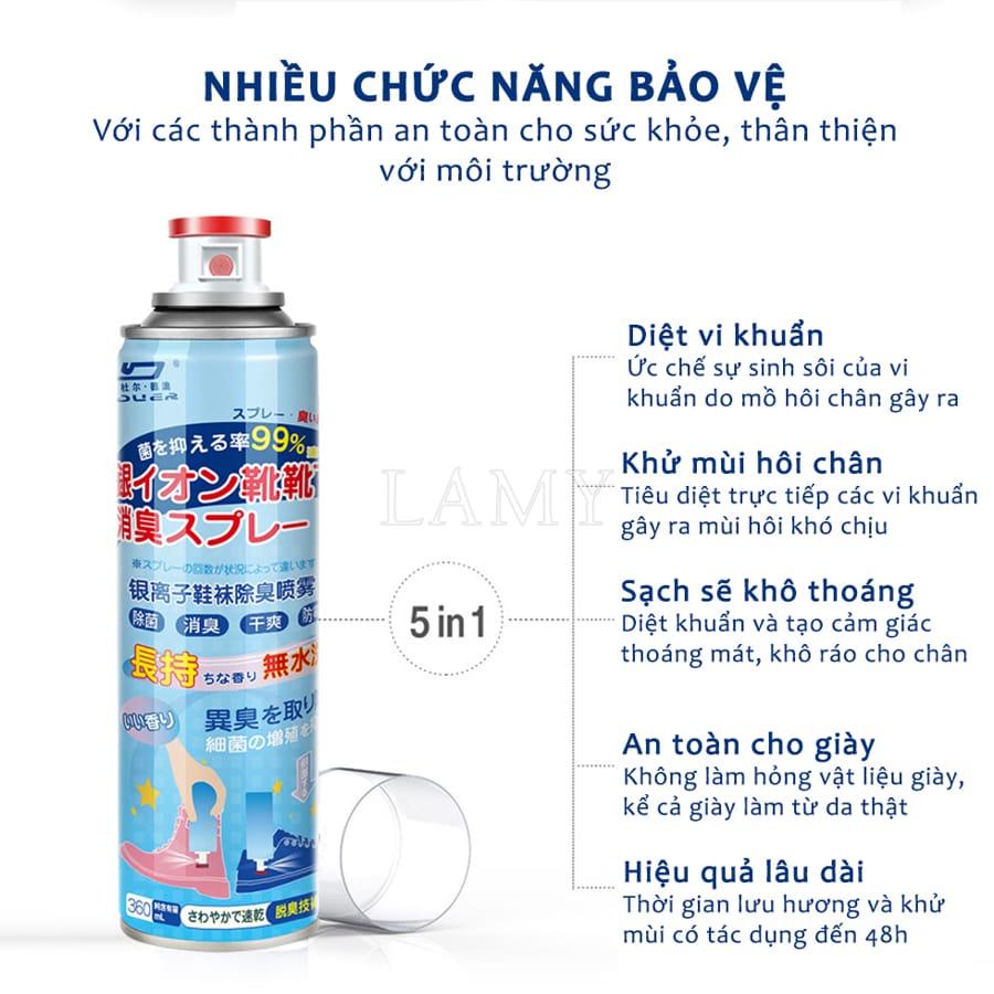 Chai Xịt Khử Mùi Giày Dép NaNo Bạc, Bình Xịt Thơm Khử Mùi Mồ Hôi Chân Diệt Vi Khuẩn Hiệu Quả