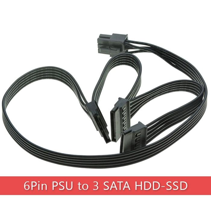 Cáp nguồn 6pin sang 3 sata(SSD,HDD)