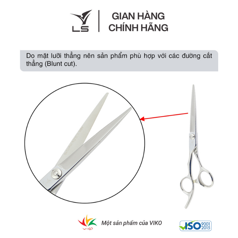 Kéo cắt tóc LS lưỡi thẳng quai offset vênh đỡ ngón cố định CB13L/6.0