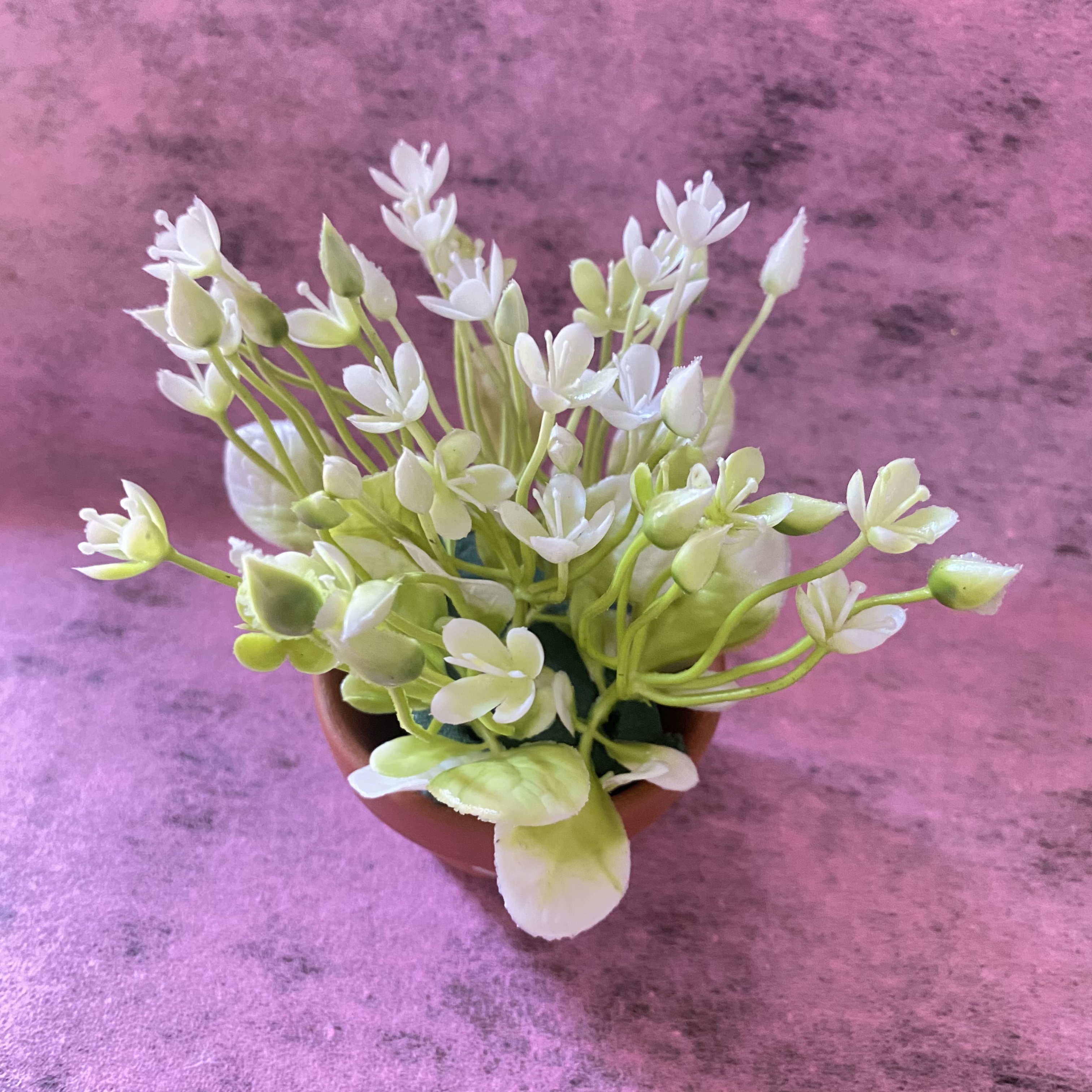 Chậu hoa điểm handmade trang trí mini, kèm chậu -8cm -12cm