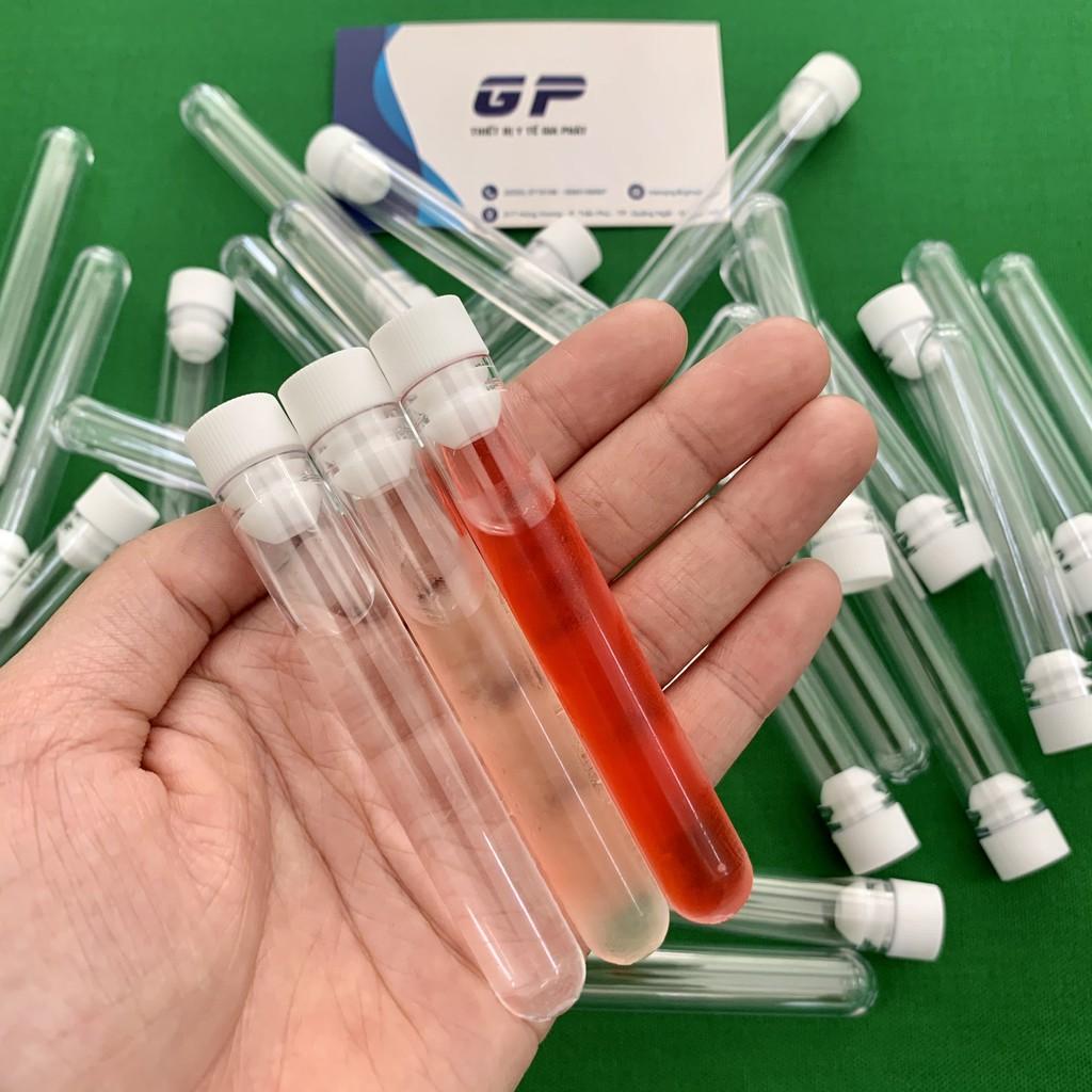 ỐNG NGHIỆM NHỰA PS TRẮNG TRONG SUỐT CÓ NẮP KHÔNG NHÃN 5ML (TÚI 50 CÁI)