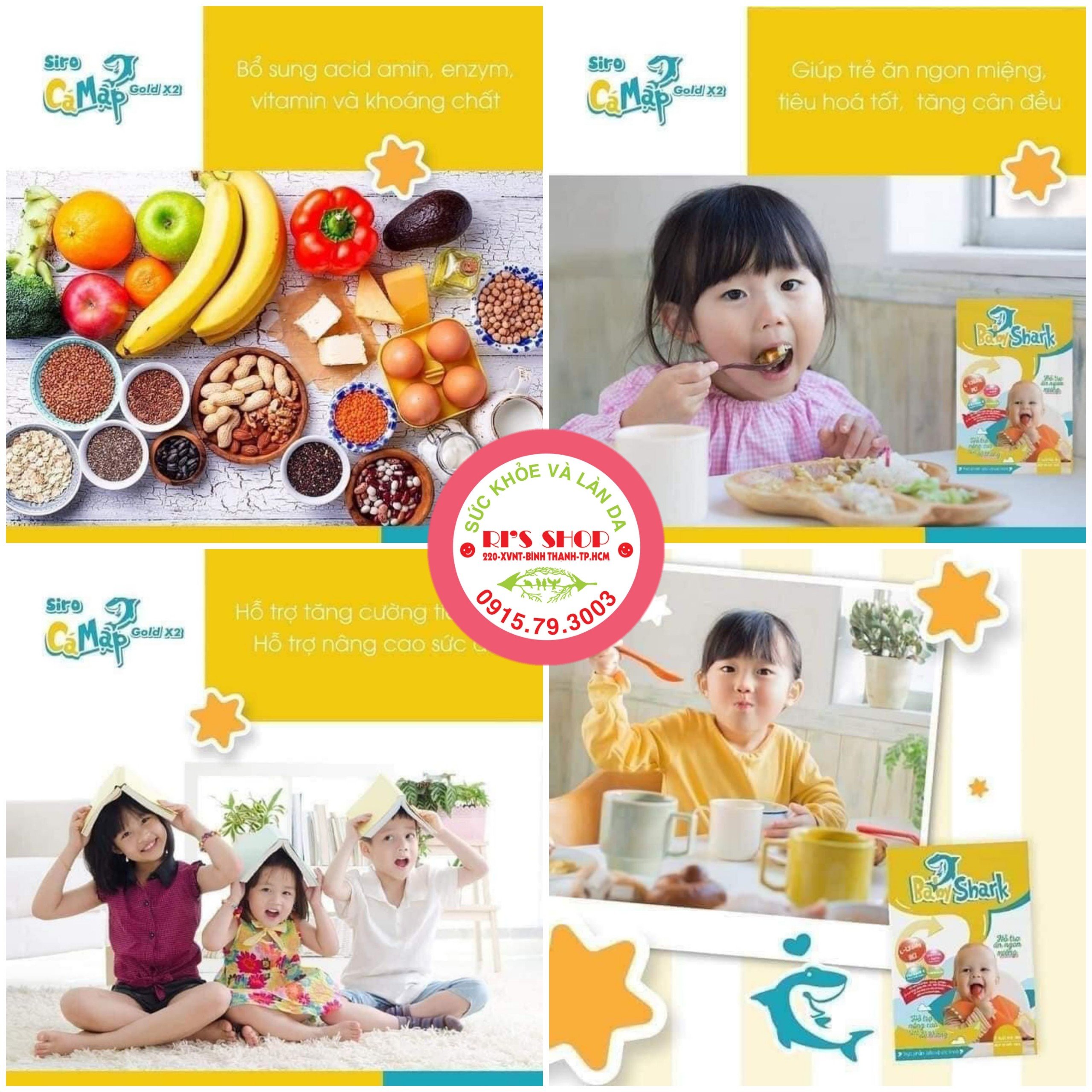 [TẶNG 6 GÓI NHỎ] COMBO 2 HỘP SIRO CÁ MẬP GOLD X2 - BABY SHARK (MẪU 2021) - DÀNH CHO  TRẺ BIẾNG ĂN, TÁO BÓN, GIÚP BỔ SUNG VITAMIN, KHOÁNG CHẤT CẦN THIẾT, BÉ ĂN NGON , NGỦ NGON, TĂNG CÂN VÀ THÔNG MINH HƠN