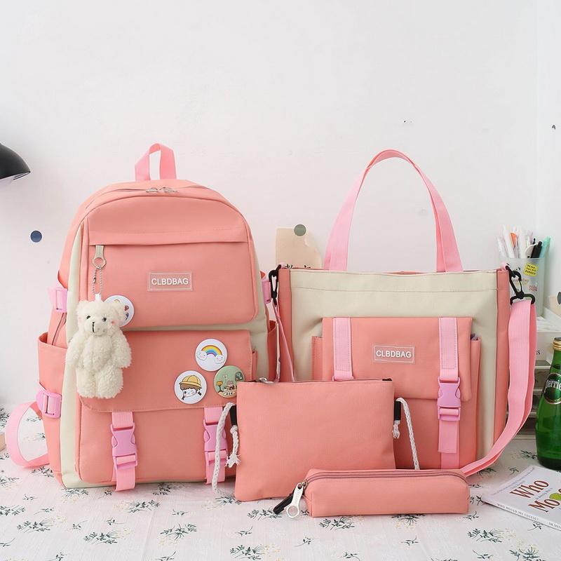 4 Bộ Bông Tai Kẹp Nữ Ba Lô Laptop Vải Bố Trường Túi Cho Bé Gái Đáng Sinh Viên Đại Học Trẻ Em Túi Sách Có Túi 2021