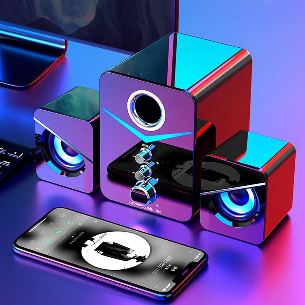 D221 Loa Máy Tính Có Dây Bluetooth Tương Thích Với Máy Tính Để Bàn 5.0 Kết Hợp Âm Thanh USB Hiệu Ứng Âm Thanh Loa Bluetooth Bass Color: Silver