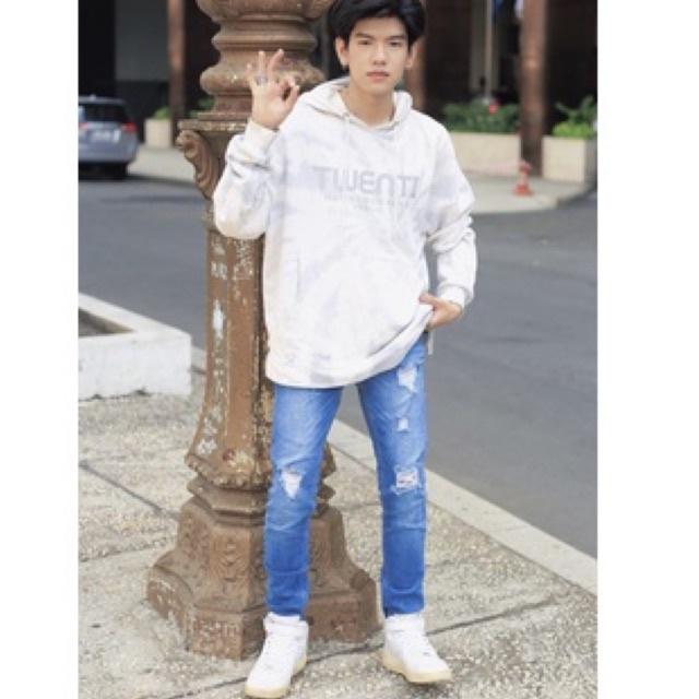 Quần Jeans Nam Streetwear Cao Cấp TLB Vietnam, Quần Bò Màu Xanh Form Skinny Jeans Rách Gối Co Giãn