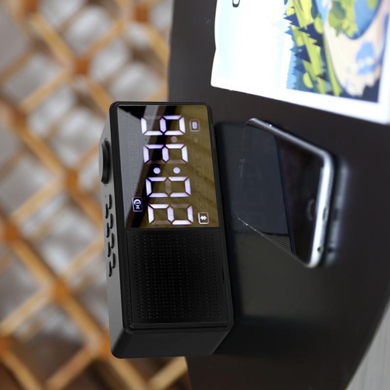 Vận Chuyển nhanh chóng Đa Chức Năng Chất Lượng Âm Thanh HD Internet Radio Chèn Thẻ Đồng Hồ Đồng Hồ Báo Thức Kép Quà Tặng Loa Siêu Trầm Gương Loa Bluetooth