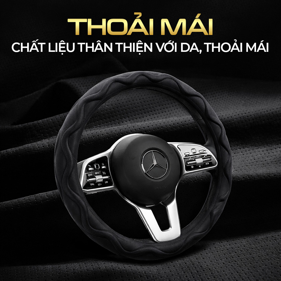 Bọc Vô Lăng CIND Y019 Size M Màu Đen Da PU Lõi TPE Chống Trượt Siêu Êm - Nhập Khẩu Chính Hãng