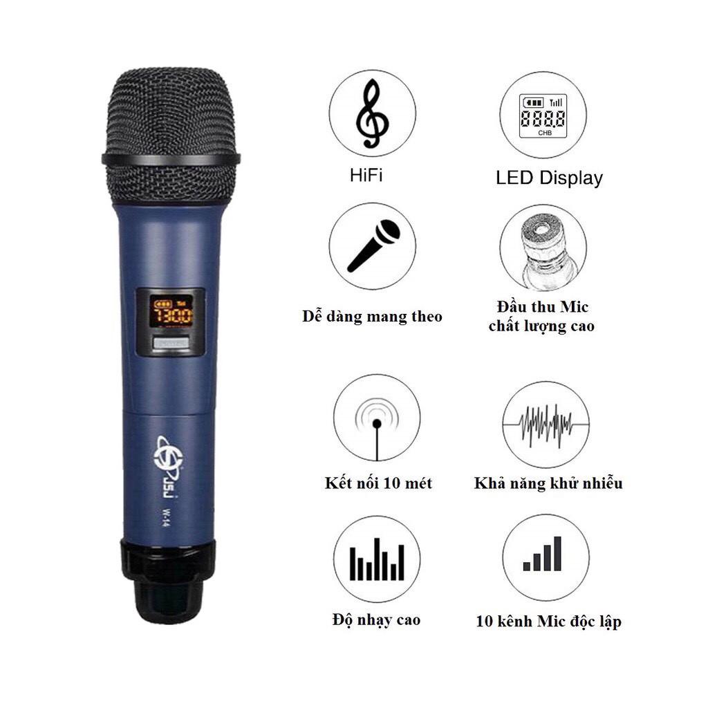 Micro karaoke khôg dây cao cấp  W 14 tích hợp màn hình led chuyên nghiệp,bề mặt sử dụng côg nghệ sơn tĩnh điện siêu sang