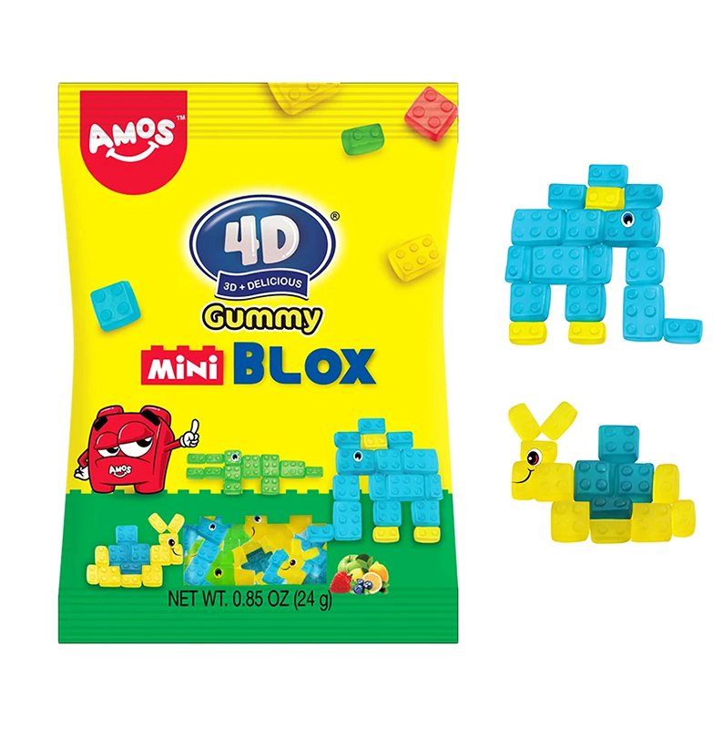 Combo 2 Gói Kẹo Dẻo Xếp Hình Amos Gummy Mini Blox Gói 24g - Tặng Thiệp