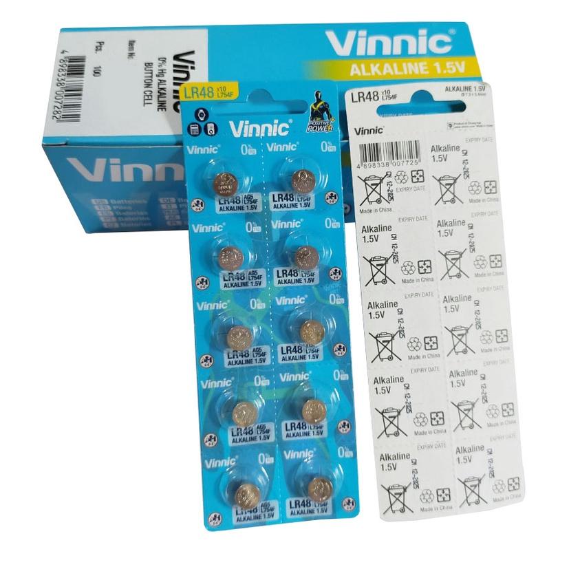 Vỉ 10 viên Pin đồng hồ VINNIC AG5 / LR754 / LR750 / 393 / SR754SW Chính Hãng