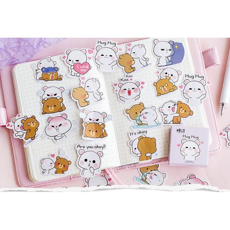 Bộ 46 Sticker Gấu Đáng Yêu Hàn Quốc dán trang trí E49