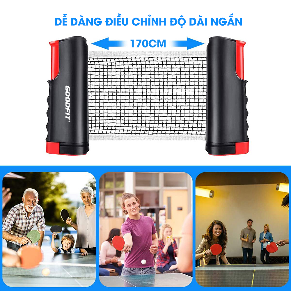 Bộ 2 vợt bóng bàn tặng kèm 4 bóng, cọc lưới rút chính hãng GoodFit GF005TS