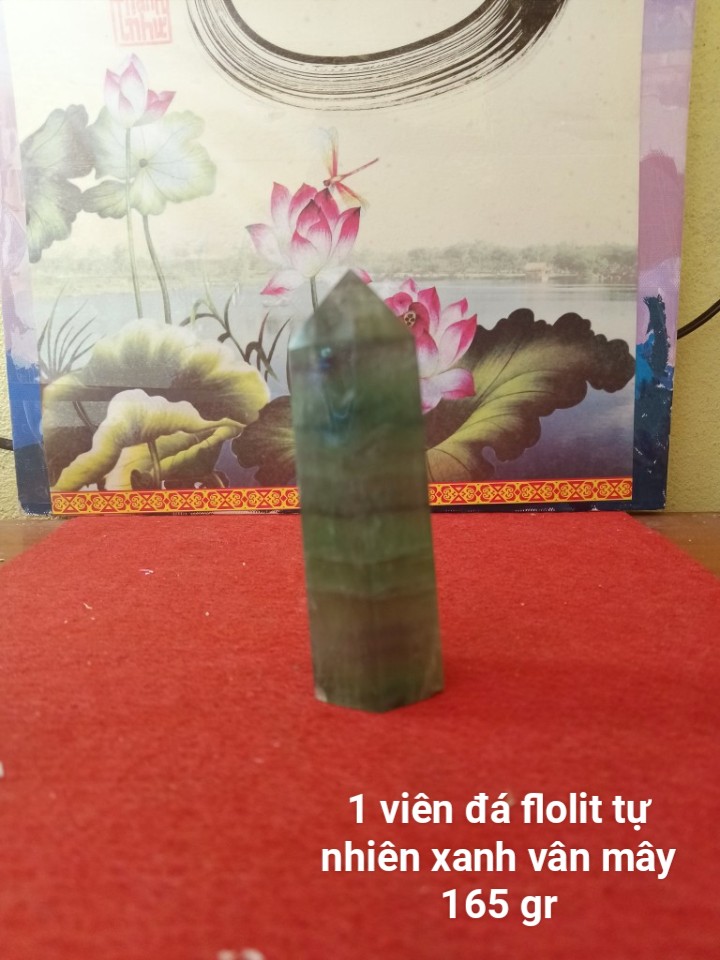 Trụ Đá Flourite Tự Nhiên Màu Xanh, Đá Thanh Tẩy Giúp Hỗ Trợ Reiki, Thiền Định, Sưu Tầm, Chặn Giấy (165 gr)