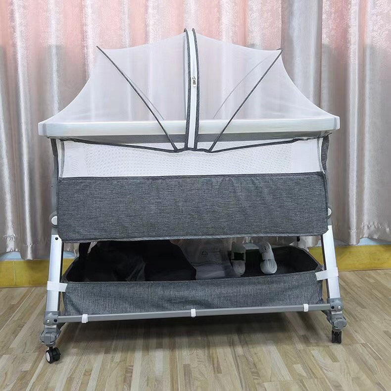 Nôi di động đa năng bập bênh, cũi kề giường nâng hạ độ cao, gấp gọn, cho bé 0-3 tuổi, mang đi kèm túi xách