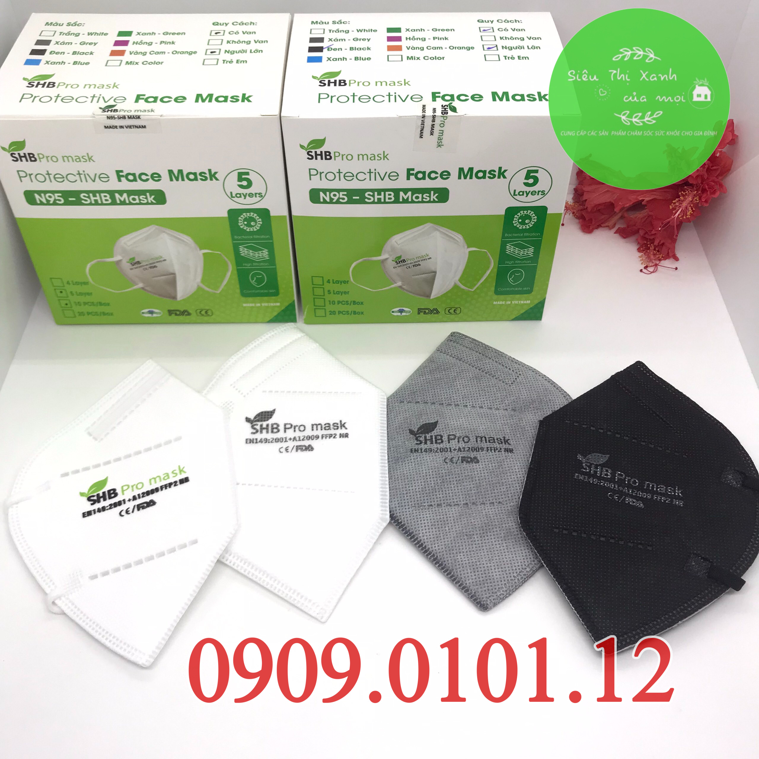 Khẩu trang n95 SHB Pro mask chính hãng, Kn95 cao cấp 5 lớp kháng khuẩn chuẩn FFP2
