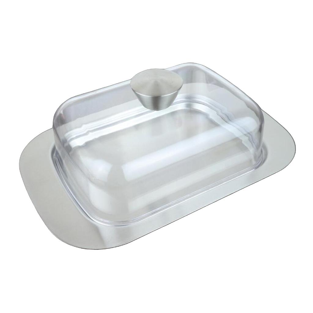 Stainless Steel Covered Butter Dish, Butter Serving Tray With Lid, Food Storage Container & Organizer Bins For Party Countertop