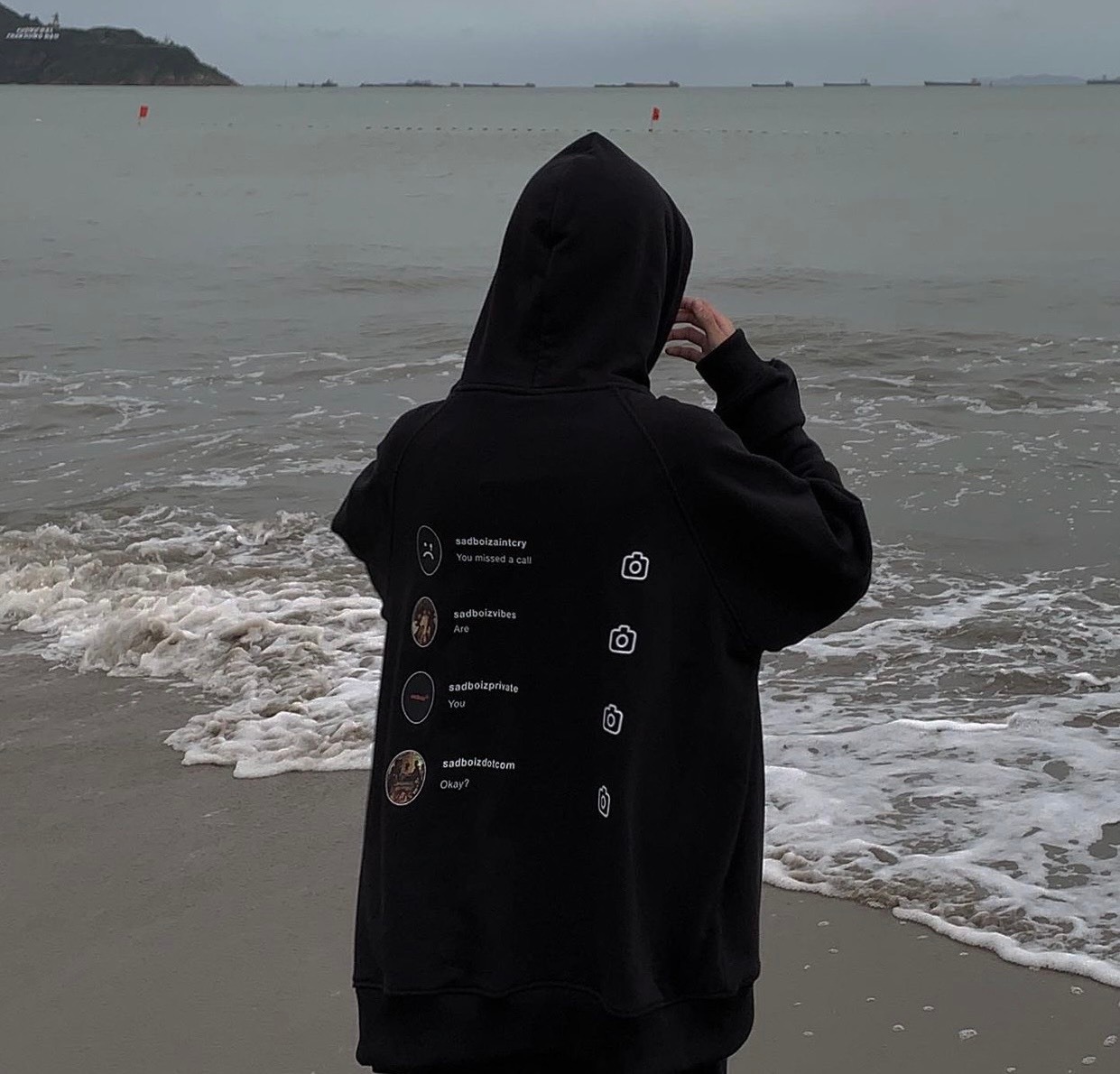 Áo hoodie unisex SADTAGRAM BLACK & GREY Áo khoác nỉ SADTAGRAM BLACK & GREY - Gin Store