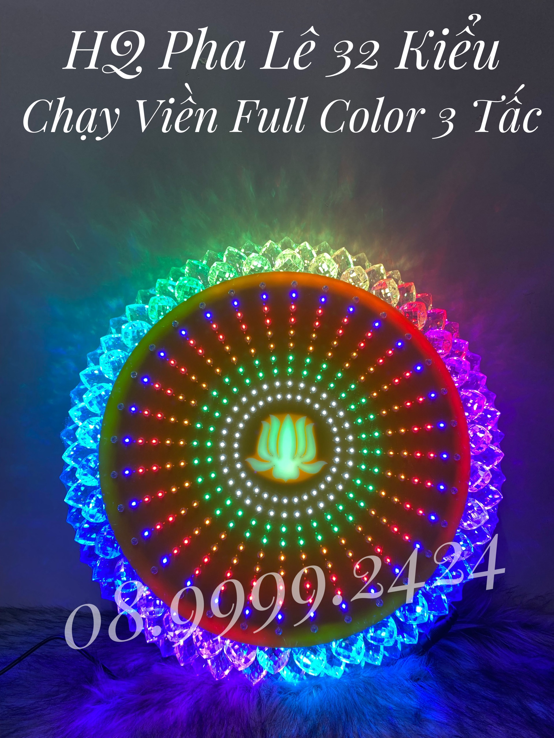 ĐÈN THỜ HÀO QUANG LED PHA LÊ CHƯƠNG TRÌNH 32 KIỂU CHẠY VIỀN FULL COLOR 30 CM