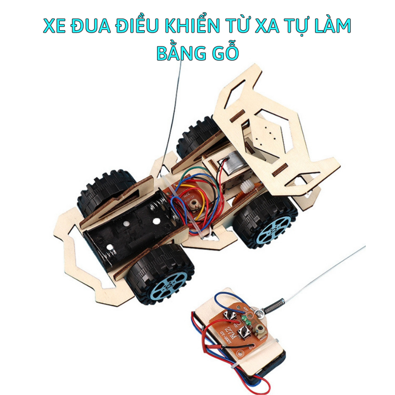 Đồ chơi khoa học tự làm Ô TÔ dạng xe đua điều khiển từ xa bằng gỗ cho bé