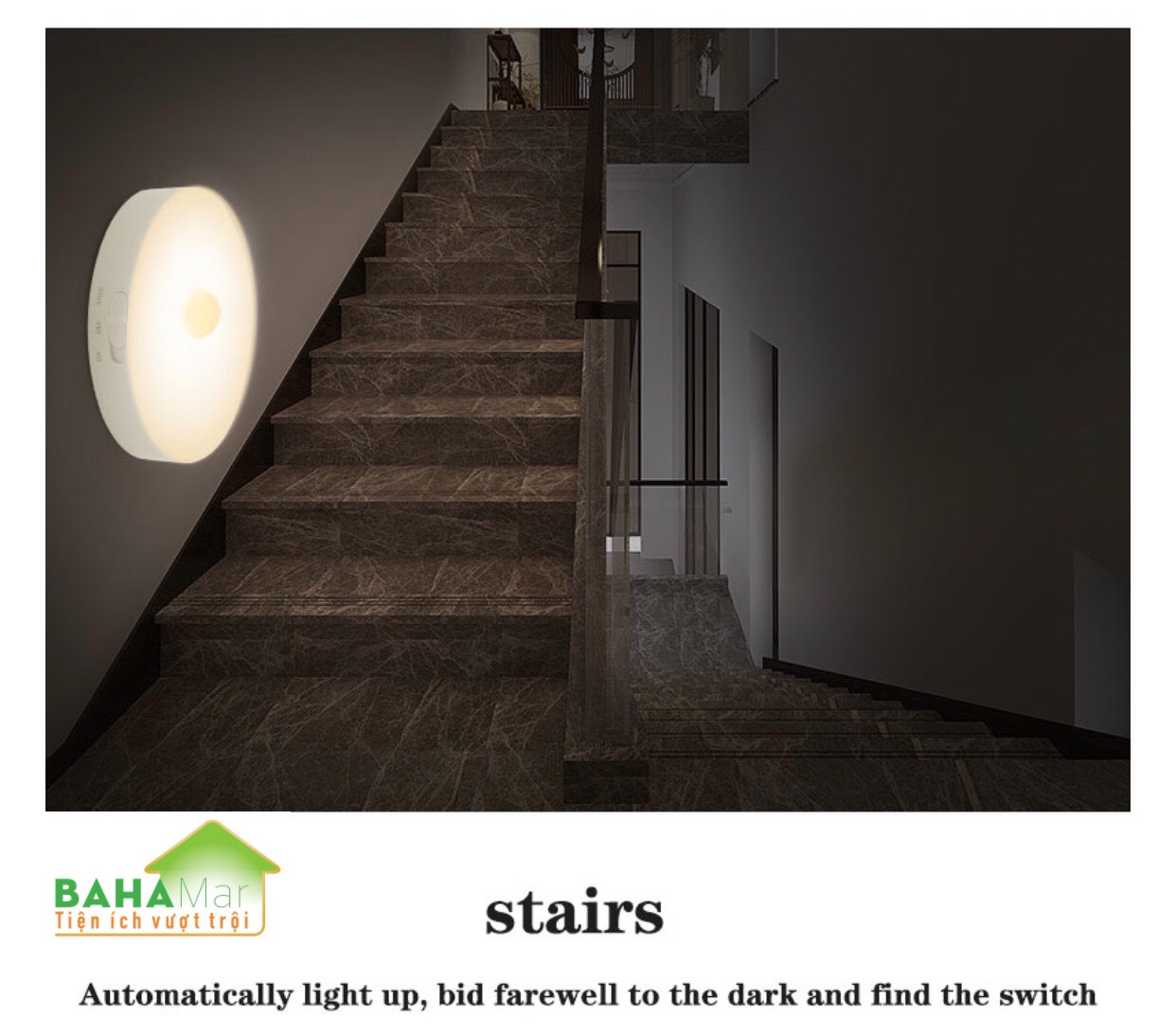 ĐÈN LED THÔNG MINH CẢM BIẾN HỒNG NGOẠI VỚI CHUYỂN ĐỘNG CƠ THỂ QUA ĐỂ BẬT SÁNG BAN ĐÊM BAHAMAR tự động bật sáng khi có chuyển động trong góc 120 đô