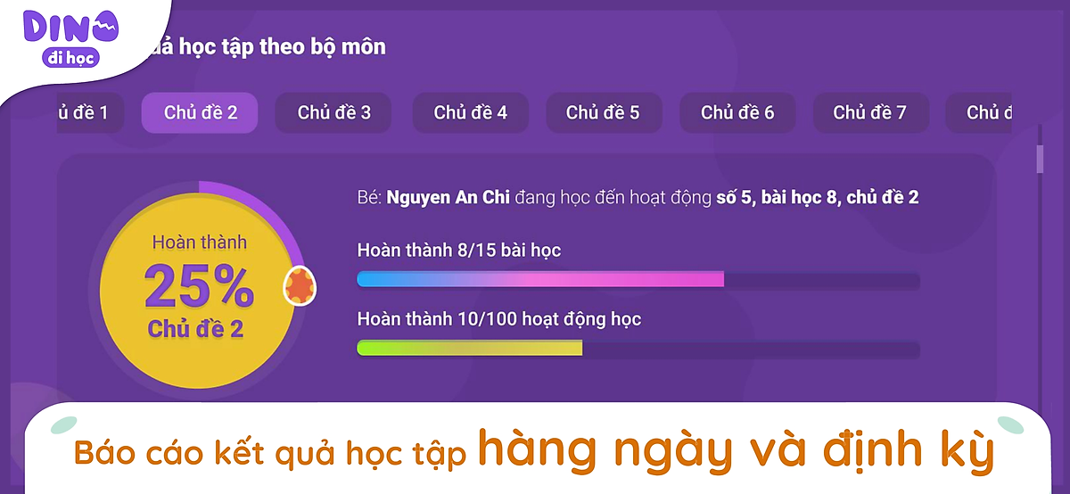 Ứng dụng giáo dục sớm tiền tiểu học Dino đi học phát triển tư duy cho trẻ 3-6 tuổi - Gói trọn đời )