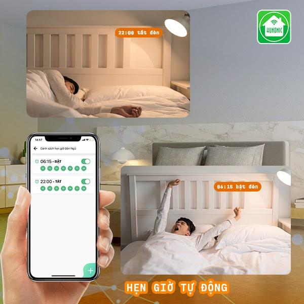 Ổ Cắm Tích Hợp 2 Nút Công Tắc Wifi Hunonic Datic Bật Tắt Từ Xa Trên Điện Thoại &amp; Ra Lệnh Giọng Nói