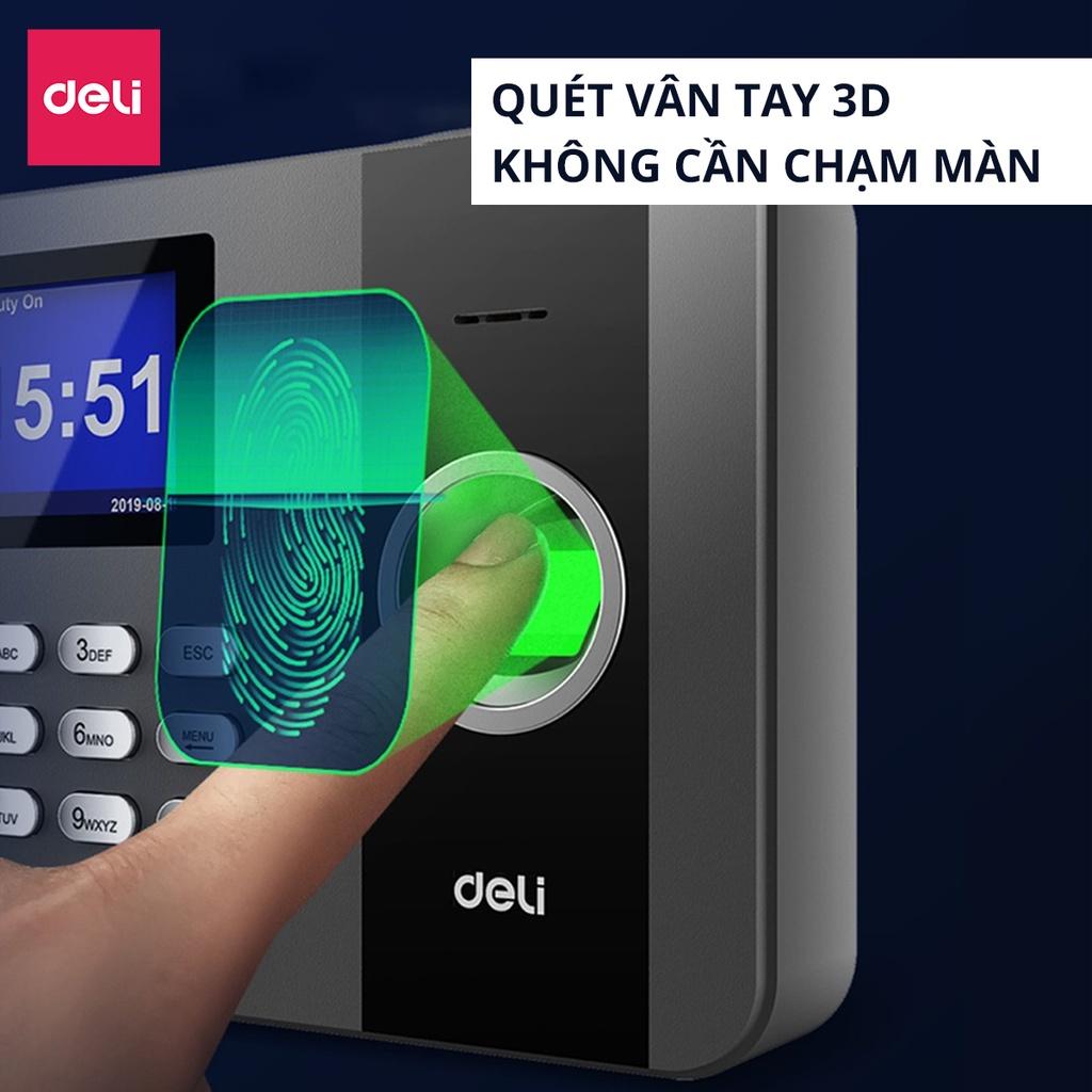 Máy Chấm Công Quét Vân Tay Hàng Chính Hãng Deli - Độ Chính Xác Cao, Kết Nối USB - Dung Lượng Lưu Trữ Gấp Đôi - E3747PRO