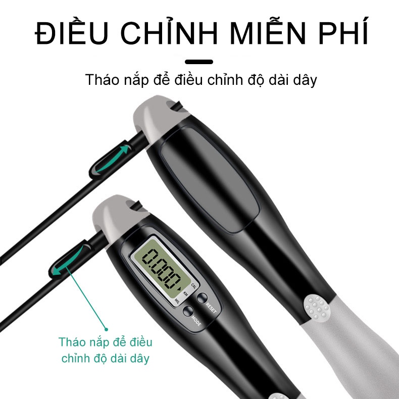 Dây nhảy không dây đếm số 3 chế độ đếm vòng đếm calo đếm km tập thể dục thể thao tại nhà