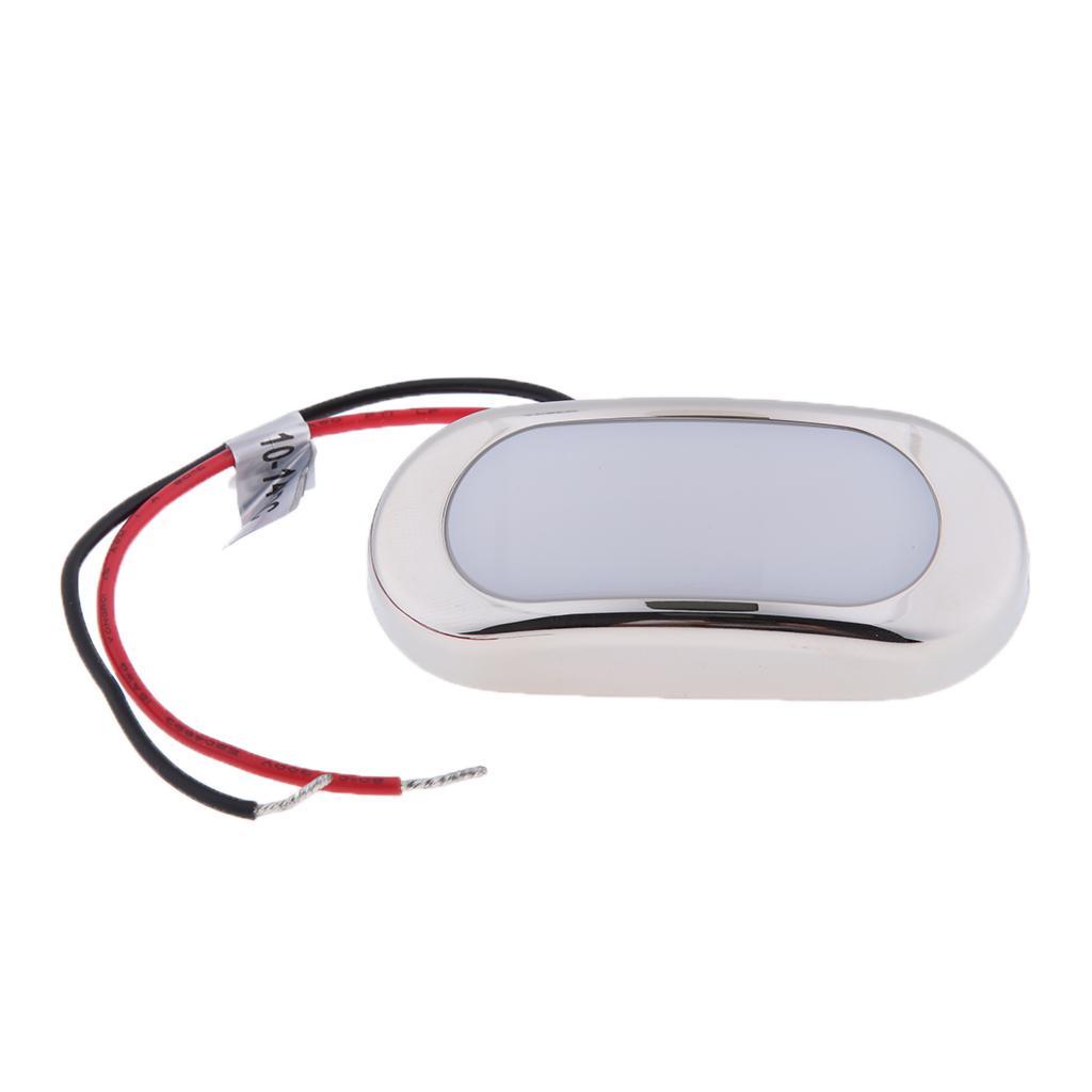 12V Marine Boat LED Oblong Oval Surface Mount Courtesy Light - Cool White