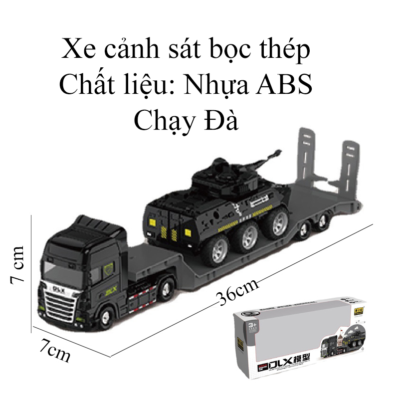 Đồ chơi mô hình xe đầu kéo xe cảnh sát bọc thép cho bé chất liệu nhựa và hợp kim an toàn, đẹp, sắc sảo