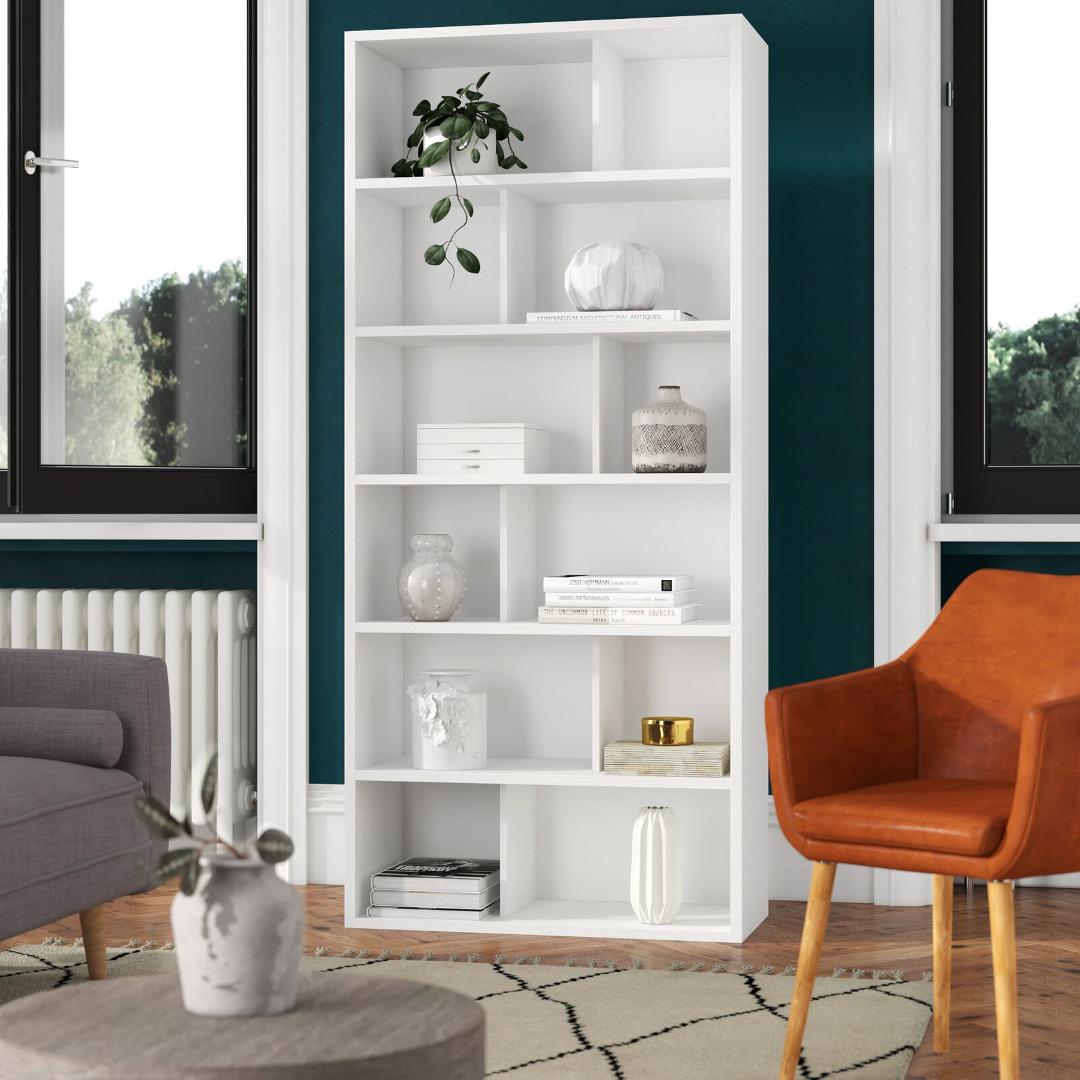 Kệ sách gỗ hiện đại SMLIFE Bella | Gỗ MDF dày 17mm chống ẩm | D90xR40xC200cm