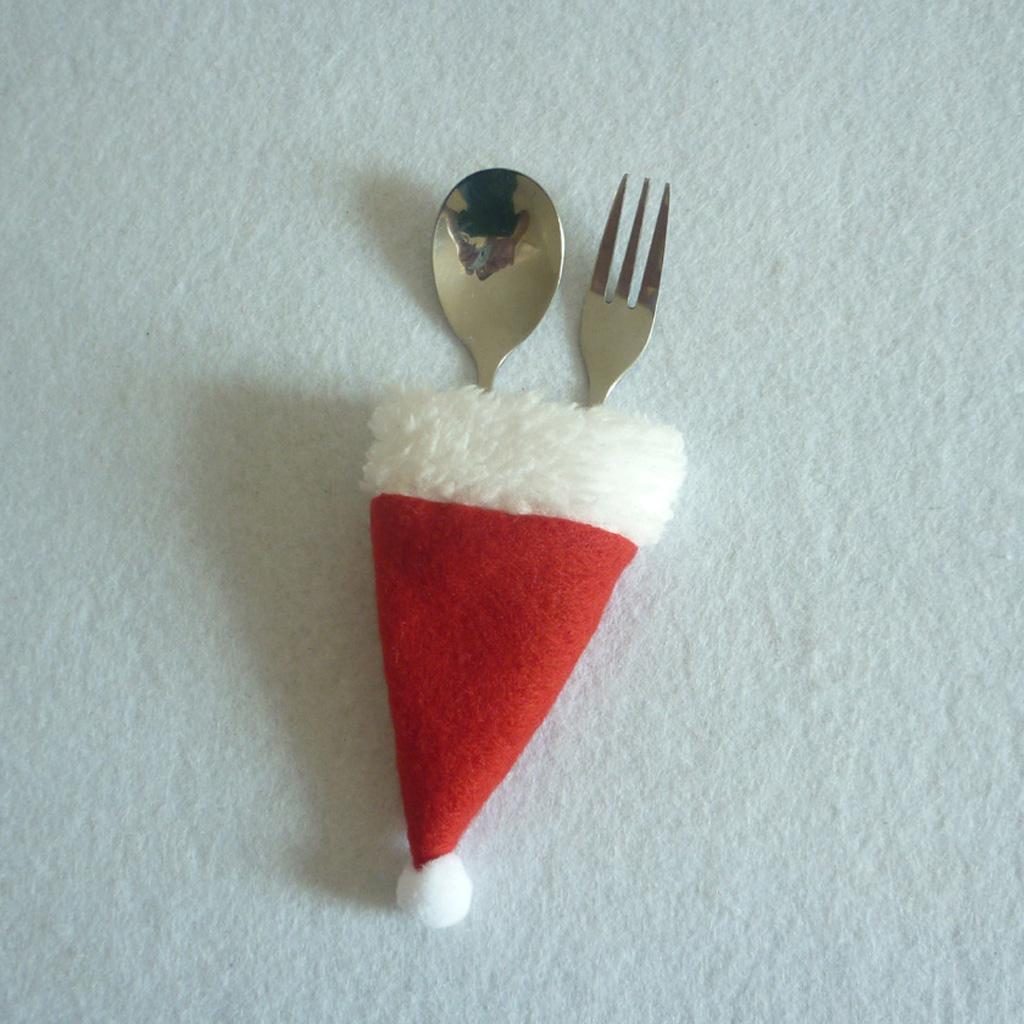 3x Red Non-woven Christmas Decorate for Red Wine Bottle Sets Christmas Hats