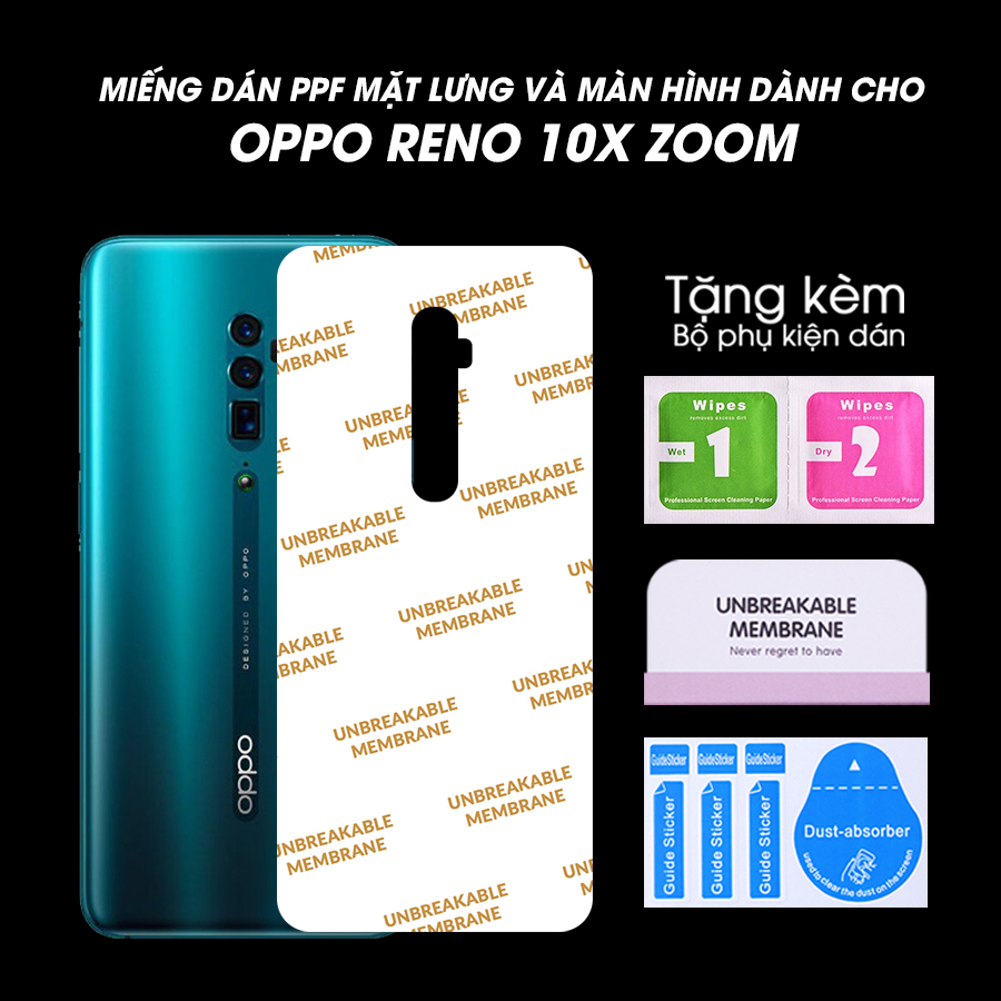 Miếng Dán Dẻo PPF Mặt Lưng, Màn Hình Mặt Trước Dành Cho Oppo Reno 10X Zoom Chống Trầy Xước - Handtown - Hàng Chính Hãng
