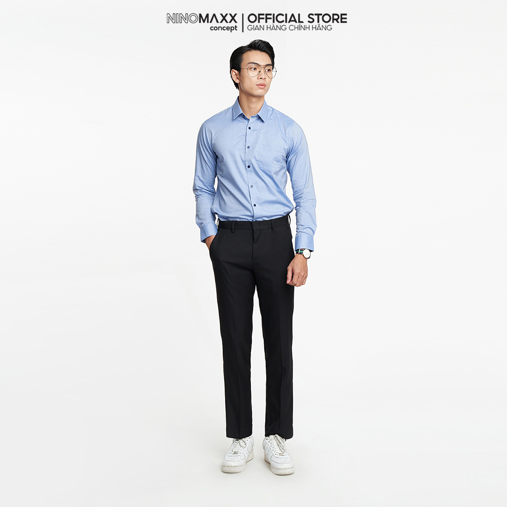 N&amp;M Áo Sơ Mi Nam Kẻ Sọc Vải Chống Nhắn Chống Ố Form slim Fit 2110021