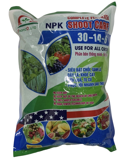 Phân Bón Thông Minh NPK 30-14-6 Siêu Bật Chồi, Lớn Quả, To Củ, Dày Lá - Gói 1Kg
