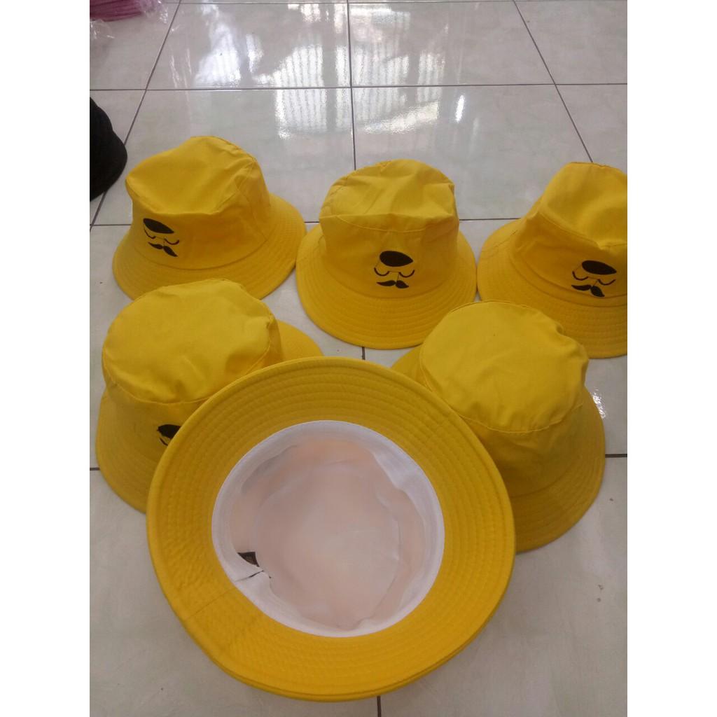 MŨ TAI BÈO NÓN BUCKET TRẮNG ĐEN VÀNG