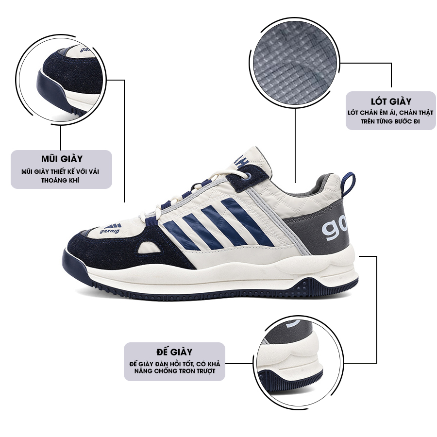 Giày Thể Thao Nam MENDO - Giày Sneaker Màu Xanh Than Chất Vải Dày Dặn, Phối Đồ Dễ Dàng - G5528