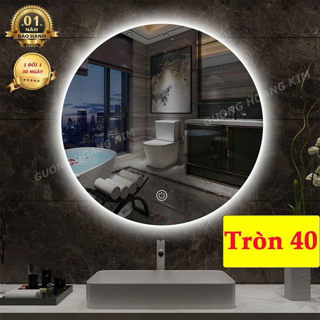 Gương tròn đèn led trang điểm treo tường cảm ứng thông minh kích thước D40 - guong mirror