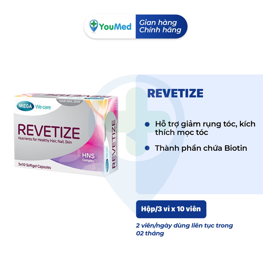 Viên uống Revetize - hỗ trợ giảm rụng tóc, kích thích mọc tóc