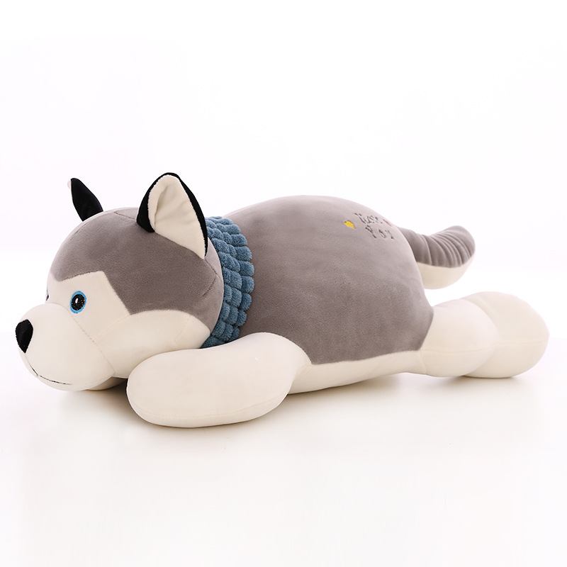 Thú Bông Chó Husky Nằm 45cm Siêu Mịn