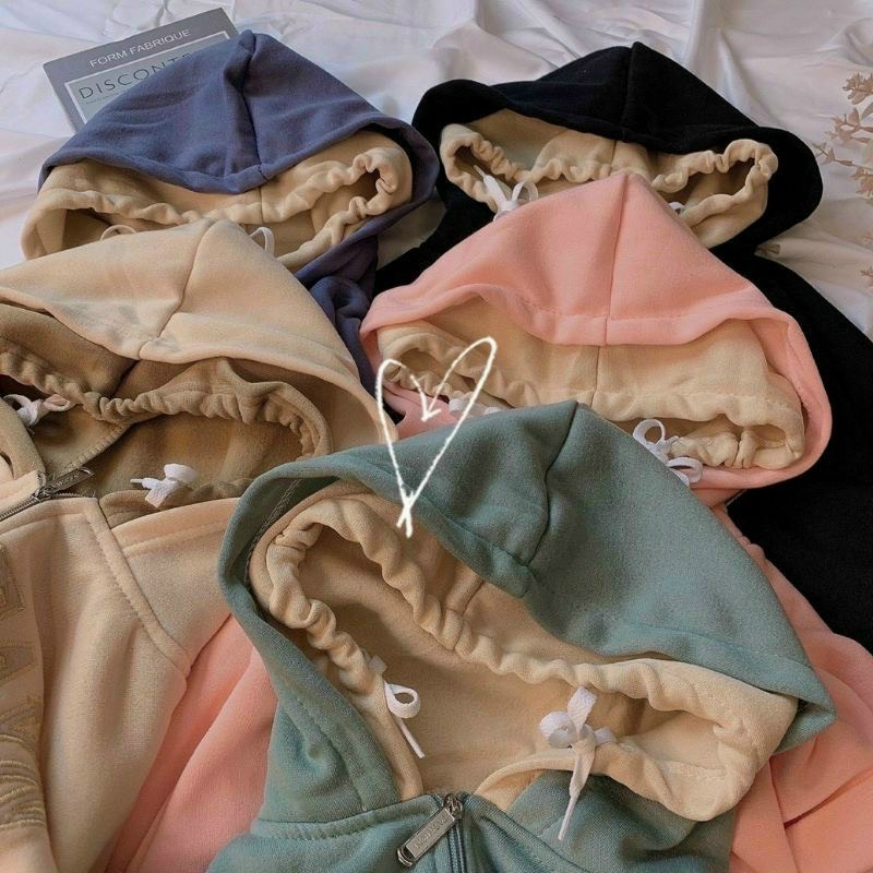 Áo khoác 2 nón thêu Chữ và in Gấu