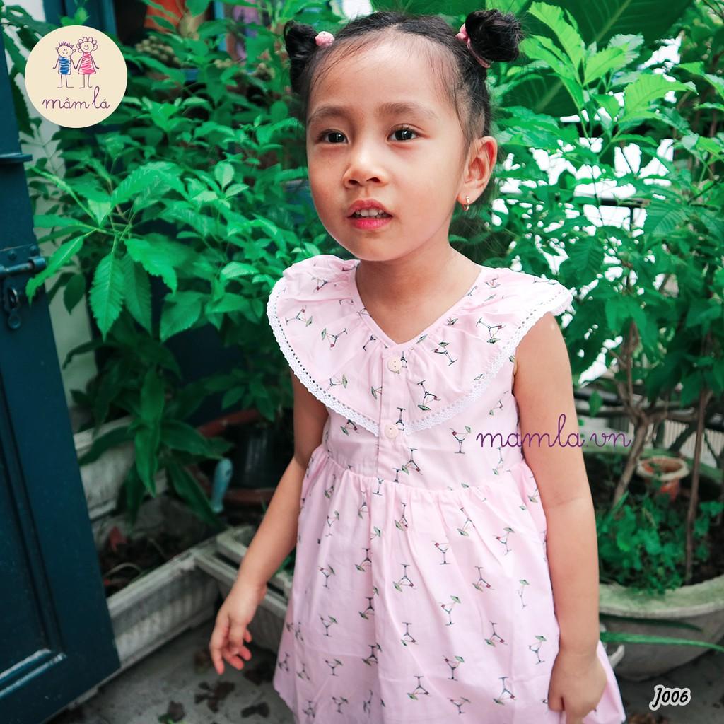 Đầm hồng nhạt cổ nhún ren họa tiết ly cocktail | 2Y-6Y