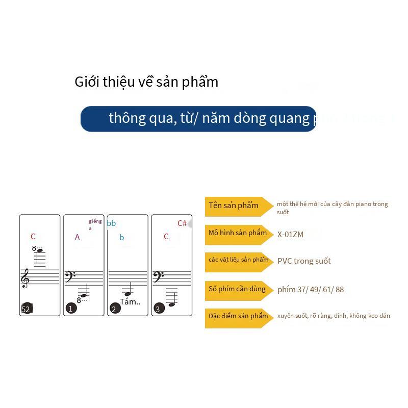 Phong cách mới nhất của đám mây nhạc đàn piano miếng dán đàn organ điện tử 6188 phím trong suốt thang âm nhóm từ miếng dán ghi chú X-01ZM