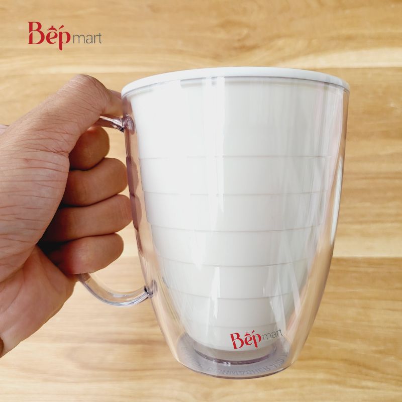 Ly nhựa 2 lớp LocknLock kèm ống hút Double Wall Cold Cup 360ml HAP525IVY - Hàng chính hãng