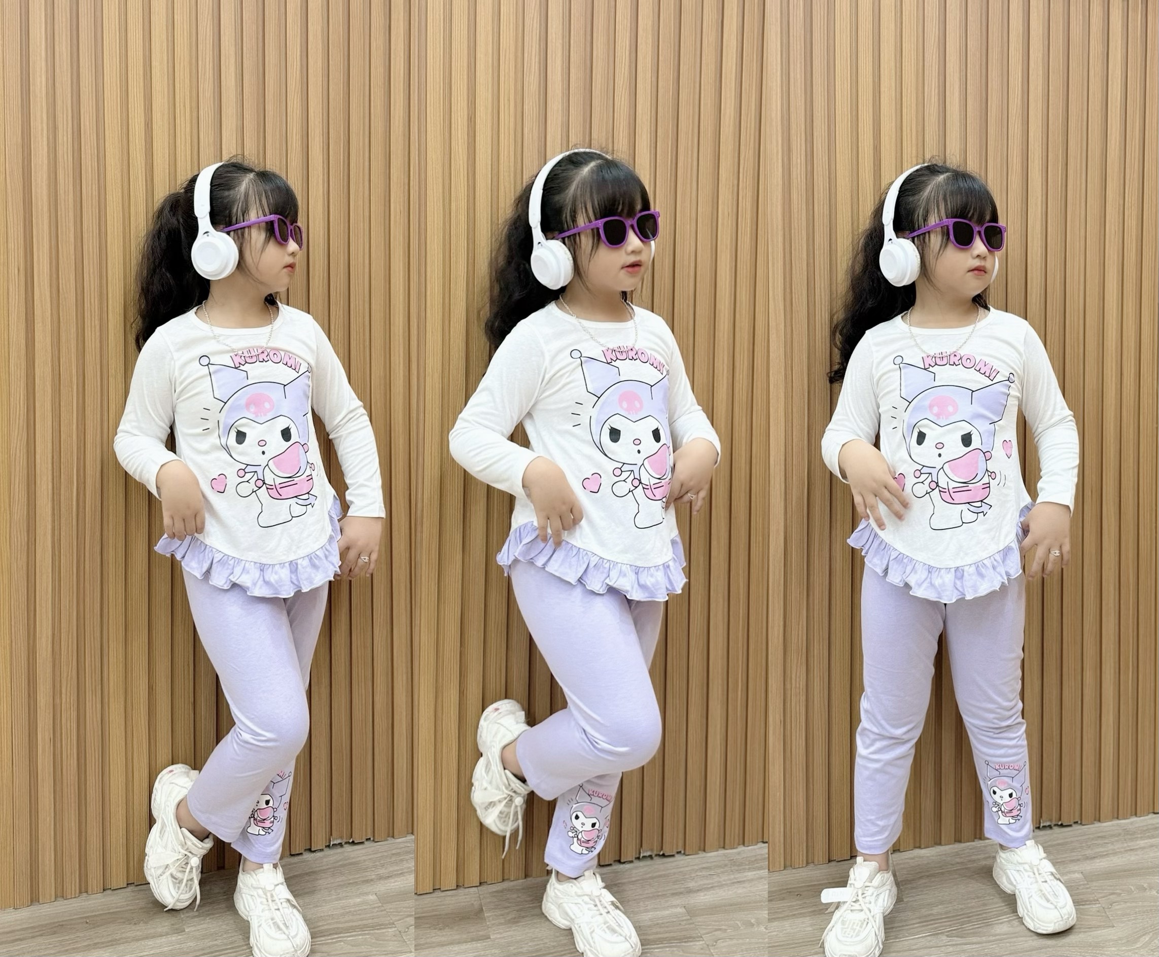 Đồ bộ bé gái, Bộ ngủ dài tay cho bé gái từ 12-35kg chất cotton hàng xuất mềm mịn mát